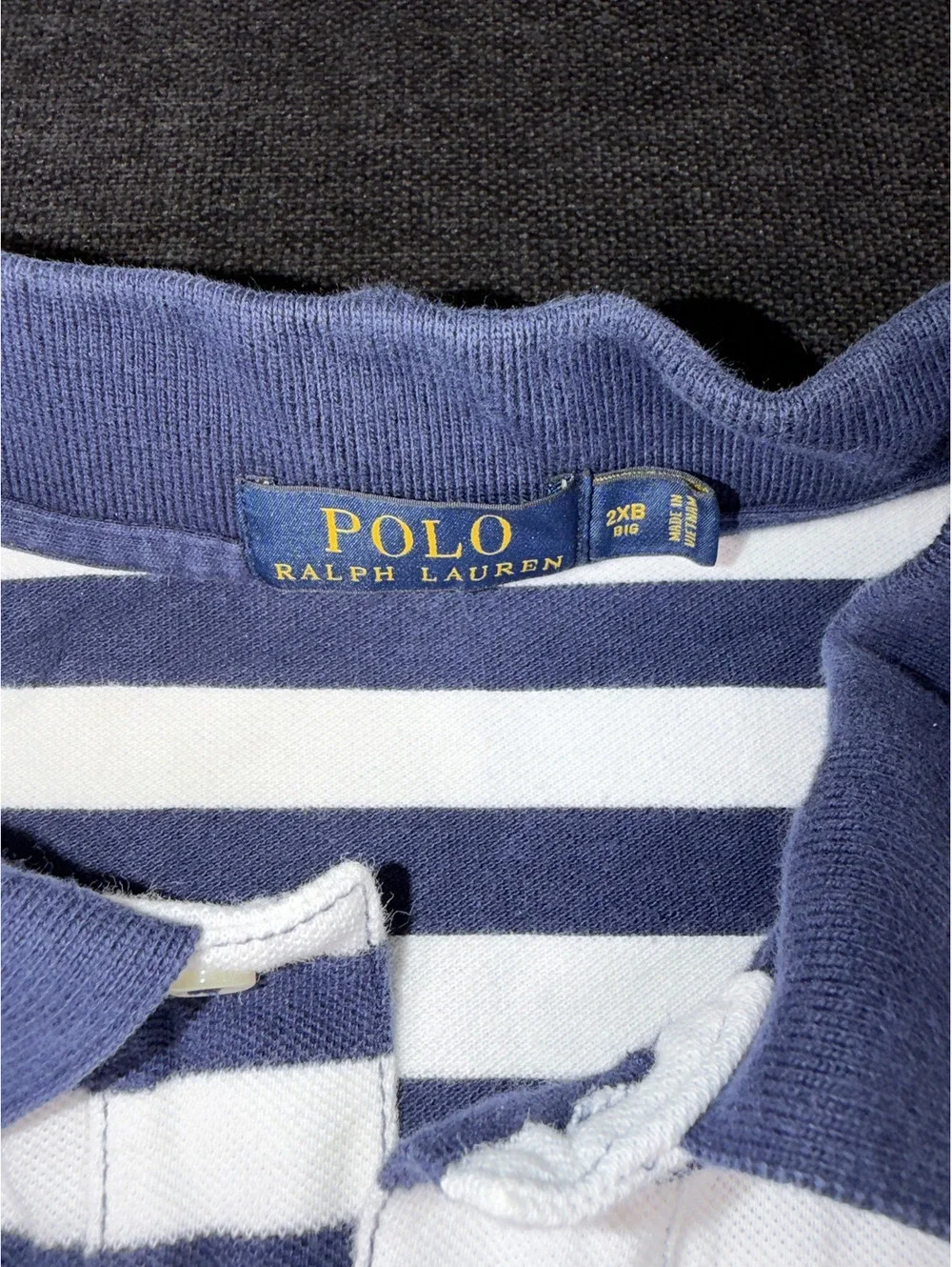 Polo Ralph Lauren Men's Striped Navy and White Polo Shirt Size 2XB Big Tall